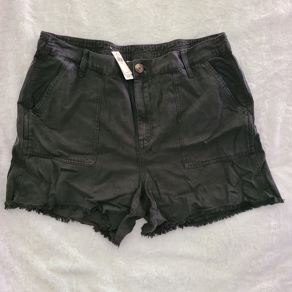 Aerie Black linen cotton blend shorts Size L